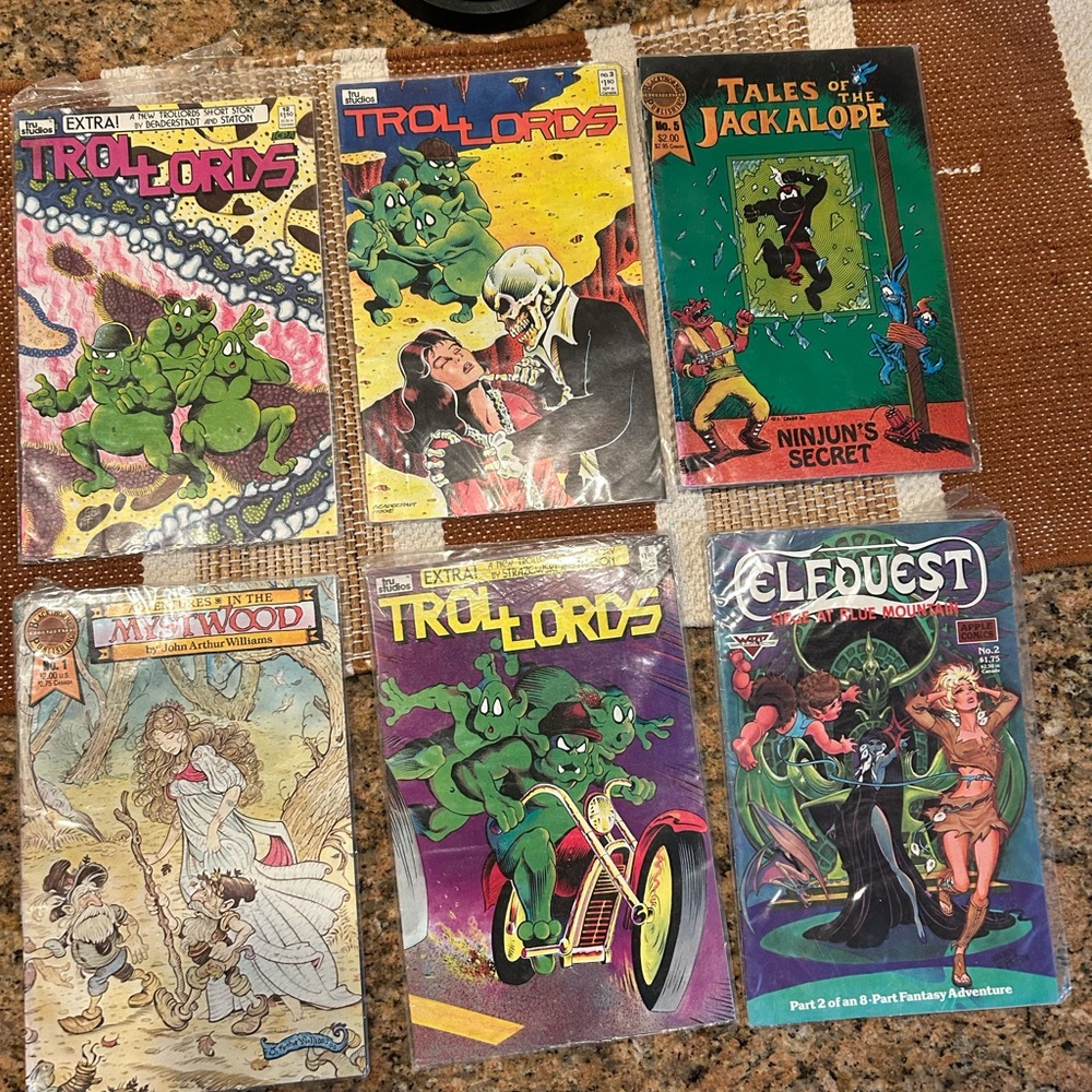 Vintage 1980s Comic Book Lot (6) Trollords, Elfquest, Tales of the Jackalope